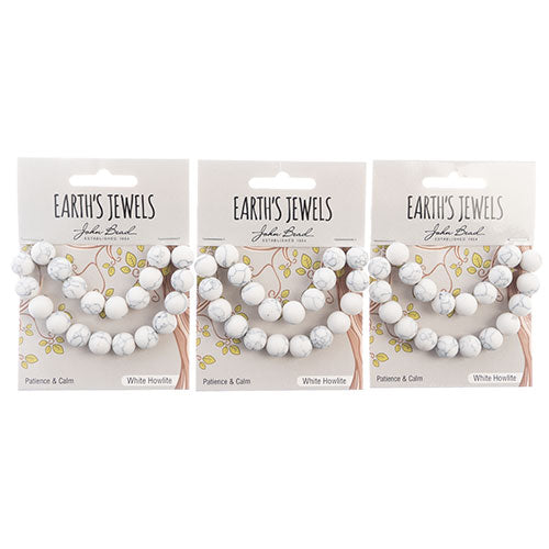 Earth's Jewels Round Beads Matte White Howlite Natural