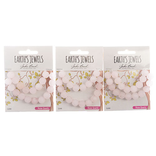 Earth's Jewels Round Beads Matte Rose Quartz Natural