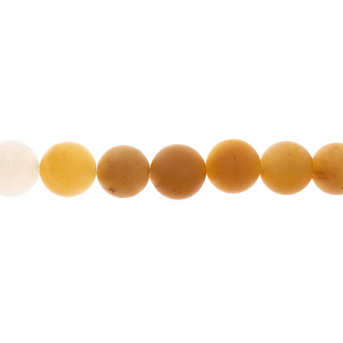 Earth's Jewels Round Beads Matte Yellow Jade Natural