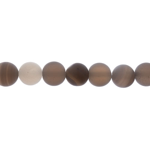 Earth's Jewels Round Beads Matte Striped Agate Brown