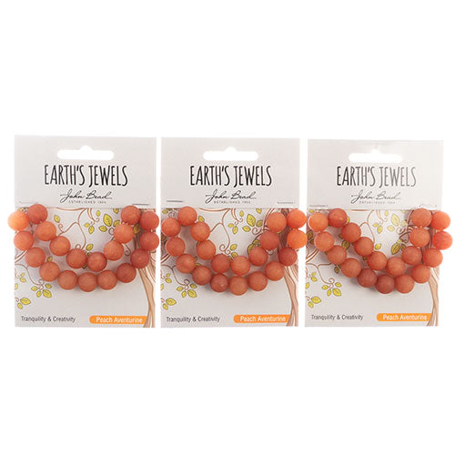 Earth's Jewels Round Beads Matte Peach Aventurine Natural