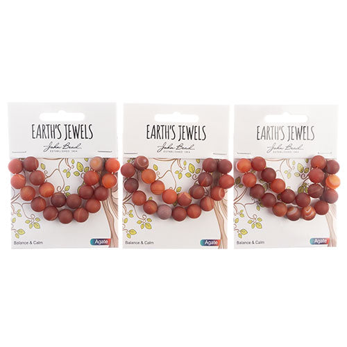 Earth's Jewels Round Beads Matte Striped Agate Red