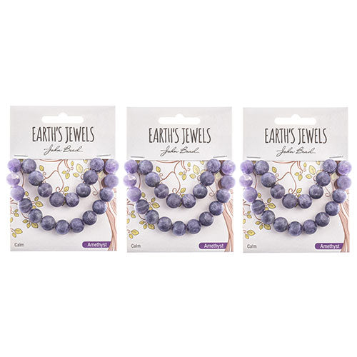 Earth's Jewels Round Beads Matte Dog Teeth Amethyst