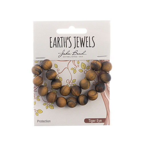 Earth's Jewels Round Beads Matte Tiger Eye Natural