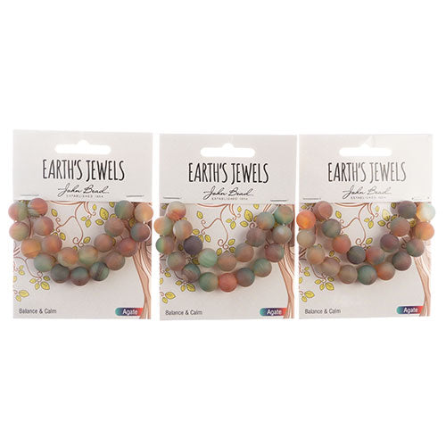 Earth's Jewels Round Beads Matte Agate Dyed Red/Green