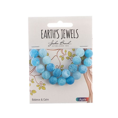 Earth's Jewels Round Beads Matte Striped Agate Blue