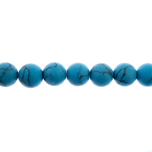 Earth's Jewels Round Beads Matte Turquoise Howlite Dyed