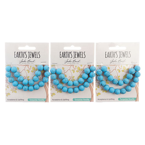 Earth's Jewels Round Beads Matte Turquoise Howlite Dyed