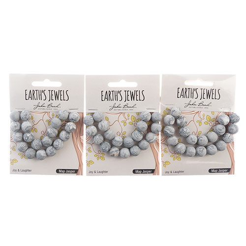 Earth's Jewels Round Beads Matte Map Jasper Natural