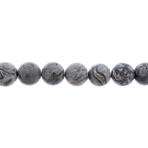 Earth's Jewels Round Beads Matte Map Jasper Natural