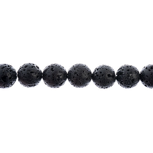 Earth's Jewels Round Beads Matte Black Lava Natural