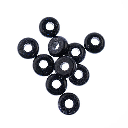 Semi-Precious Rondelle Large 5mm Hole 4x10mm  Blue Sand 10pcs