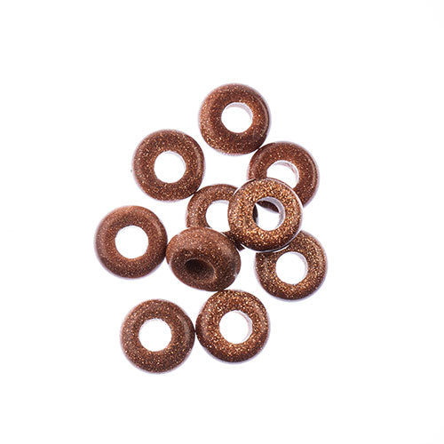Semi-Precious Rondelle Large 5mm Hole 4x10mm Gold Sand 10pcs