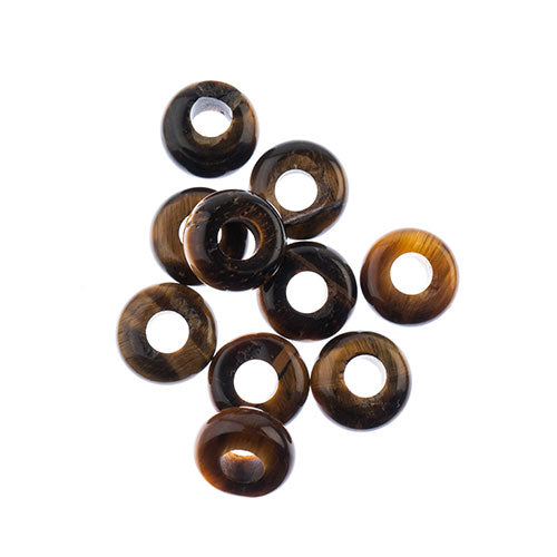 Semi-Precious Rondelle Large 5mm Hole 4x10mm Tiger Eye 10pcs