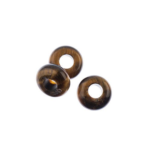 Semi-Precious Rondelle Large 5mm Hole 4x10mm Tiger Eye 10pcs