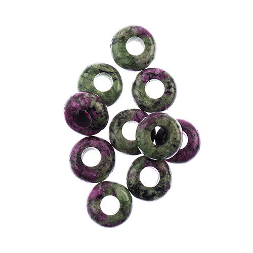 Semi-Precious Rondelle Large 5mm Hole 4x10mm Dyed Epidote 10pcs