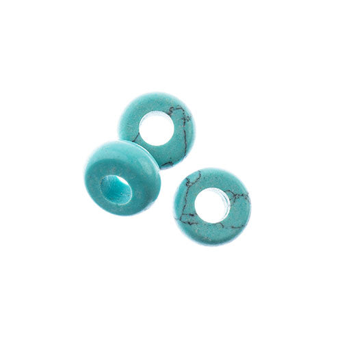 Semi-Precious Rondelle Large 5mm Hole 4x10mm Blue Turquoise 10pcs