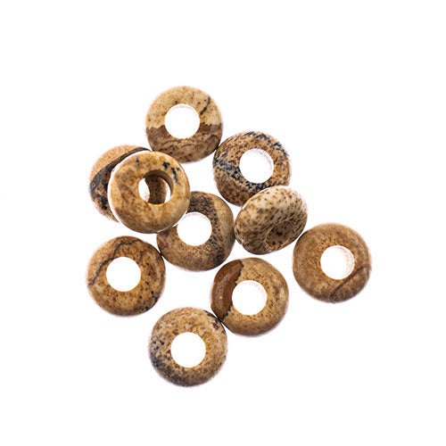 Semi-Precious Rondelle Large 5mm Hole 4x10mm Picture Jasper 10pcs