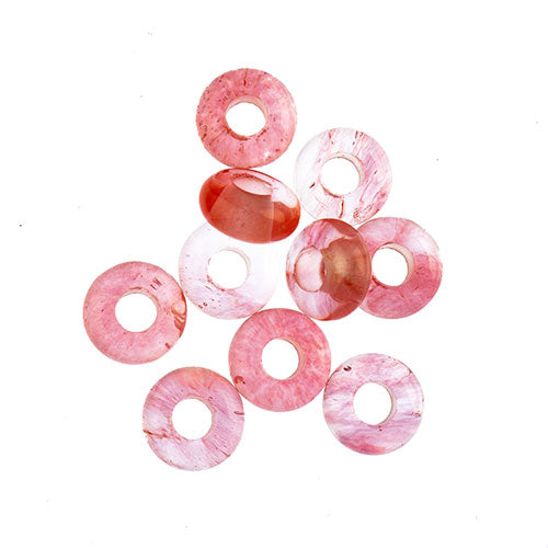 Semi-Precious Rondelle Large 5mm Hole 4x10mm Cherry Quartz 10pcs