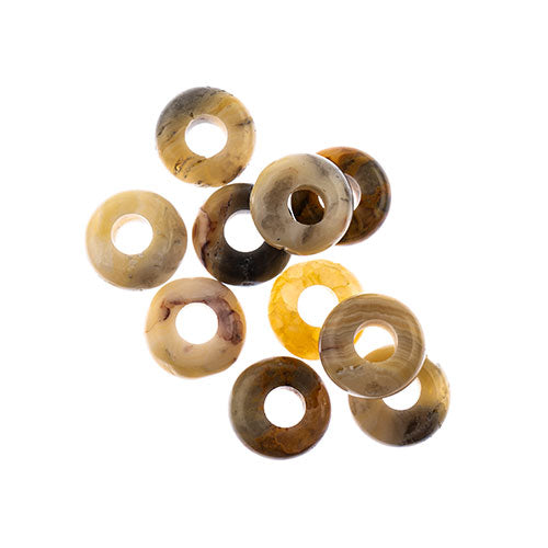 Semi-Precious Rondelle Large 5mm Hole 4x10mm Wild Agate 10pcs