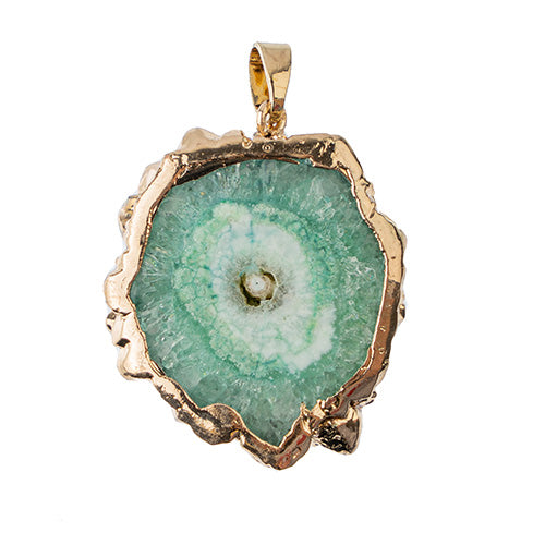 Semi-Precious 30-40mm Solar Quartz Pendant With Bail Eco Plated Gold Color