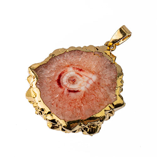 Semi-Precious 30-40mm Solar Quartz Pendant With Bail Eco Plated Gold Color