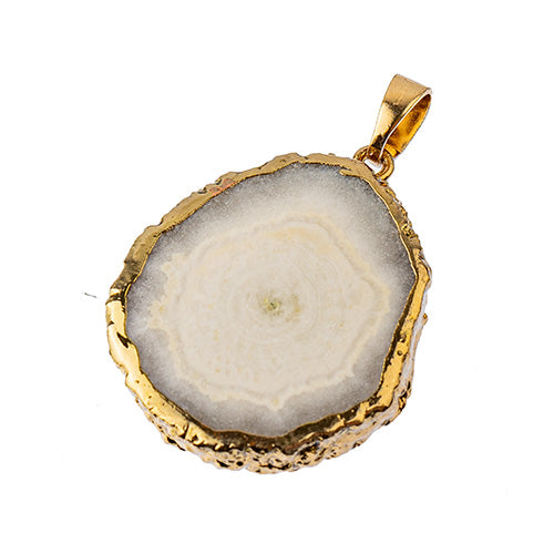 Semi-Precious 30-40mm Solar Quartz Pendant With Bail Eco Plated Gold Color