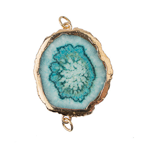 Semi-Precious 30-40mm Solar Quartz 2 Loop Connector Eco Plated Gold Color