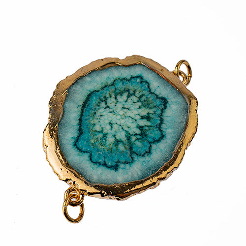 Semi-Precious 30-40mm Solar Quartz 2 Loop Connector Eco Plated Gold Color 