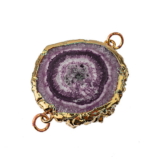 Semi-Precious 30-40mm Solar Quartz 2 Loop Connector Eco Plated Gold Color 