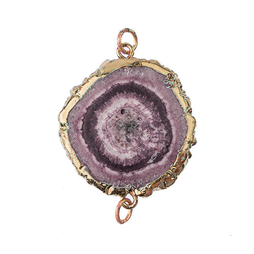 Semi-Precious 30-40mm Solar Quartz 2 Loop Connector Eco Plated Gold Color