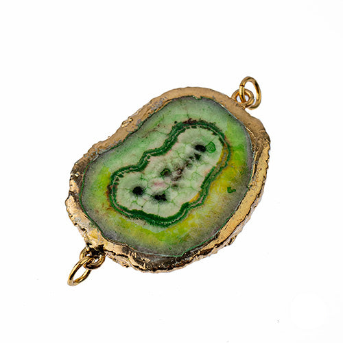 Semi-Precious 30-40mm Solar Quartz 2 Loop Connector Eco Plated Gold Color 