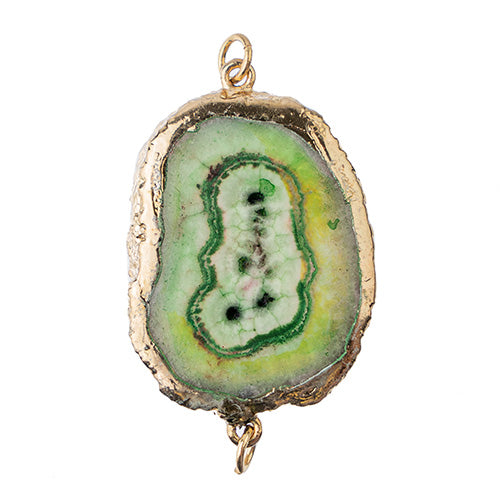 Semi-Precious 30-40mm Solar Quartz 2 Loop Connector Eco Plated Gold Color