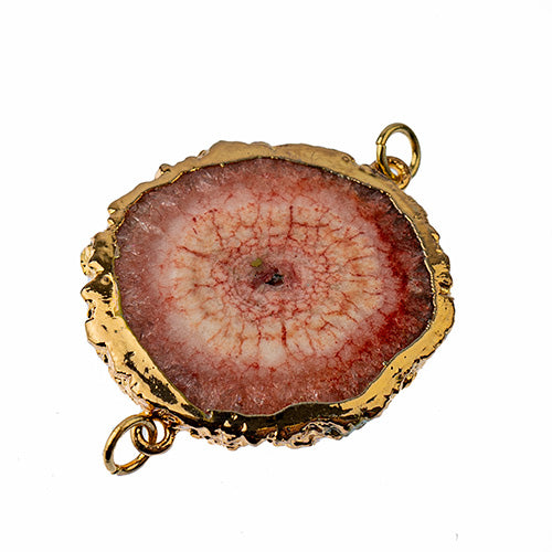 Semi-Precious 30-40mm Solar Quartz 2 Loop Connector Eco Plated Gold Color 