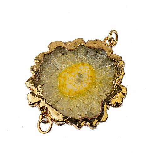 Semi-Precious 30-40mm Solar Quartz 2 Loop Connector Eco Plated Gold Color 