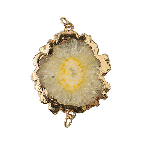 Semi-Precious 30-40mm Solar Quartz 2 Loop Connector Eco Plated Gold Color