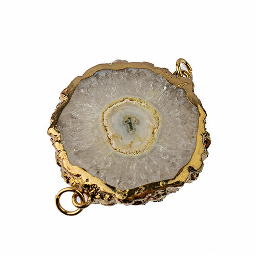 Semi-Precious 30-40mm Solar Quartz 2 Loop Connector Eco Plated Gold Color 