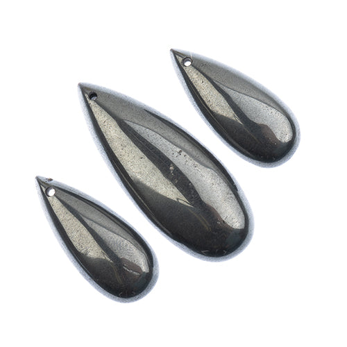 Earth's Jewels Semi-Precious 3 Teardrop Pendant Slices Natural Hematite
