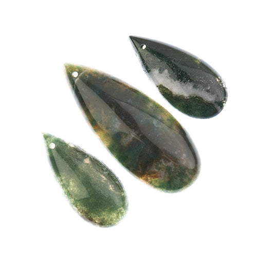 Earth's Jewels Semi-Precious 3 Teardrop Pendant Slices Natural Fancy Agate