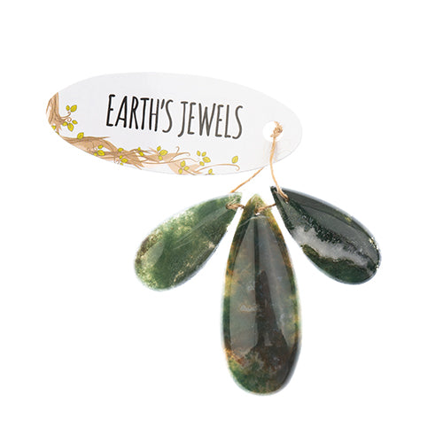 Earth's Jewels Semi-Precious 3 Teardrop Pendant Slices Natural Fancy Agate