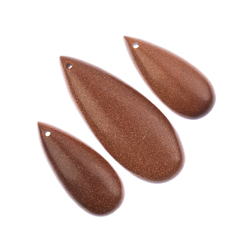 Earth's Jewels Semi-Precious 3 Teardrop Pendant Slices Natural Gold Sandstone