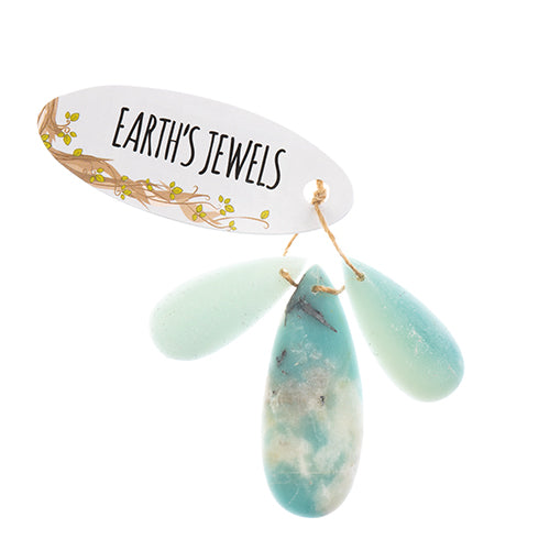 Earth's Jewels Semi-Precious 3 Teardrop Pendant Slices Natural Amazonite Matte
