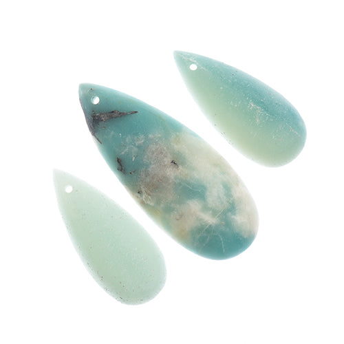 Earth's Jewels Semi-Precious 3 Teardrop Pendant Slices Natural Amazonite Matte
