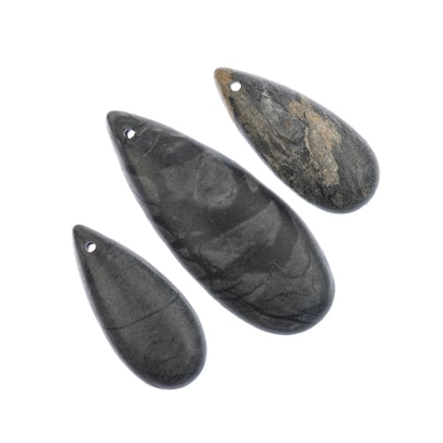Earth's Jewels Semi-Precious 3 Teardrop Pendant Slices Natural Picasso Jasper