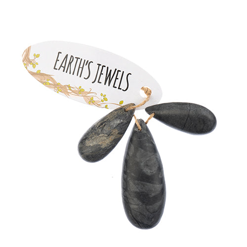 Earth's Jewels Semi-Precious 3 Teardrop Pendant Slices Natural Picasso Jasper