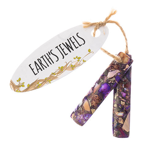 Earth's Jewels Semi-Precious 2 Rectangle Pendant Slices 10x46mm Synthetic Imperial Jasper