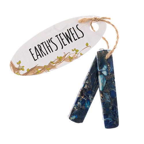 Earth's Jewels Semi-Precious 2 Rectangle Pendant Slices 10x46mm Synthetic Imperial Jasper