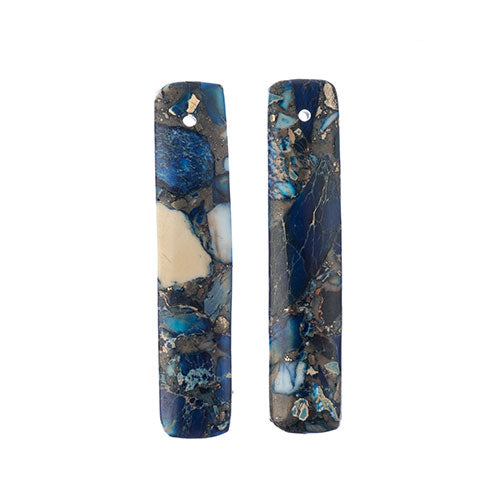 Earth's Jewels Semi-Precious 2 Rectangle Pendant Slices 10x46mm Synthetic Imperial Jasper 