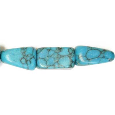 Turquoise Reconstituted 10x16mm Square Drop 16in Strung Semi-Precious