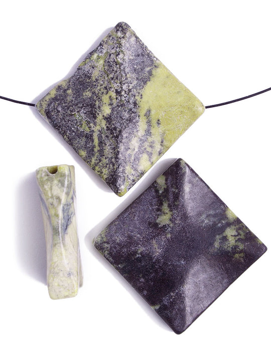 25x25mm Yellow Turquoise Square Shape 16in Semi-Precious